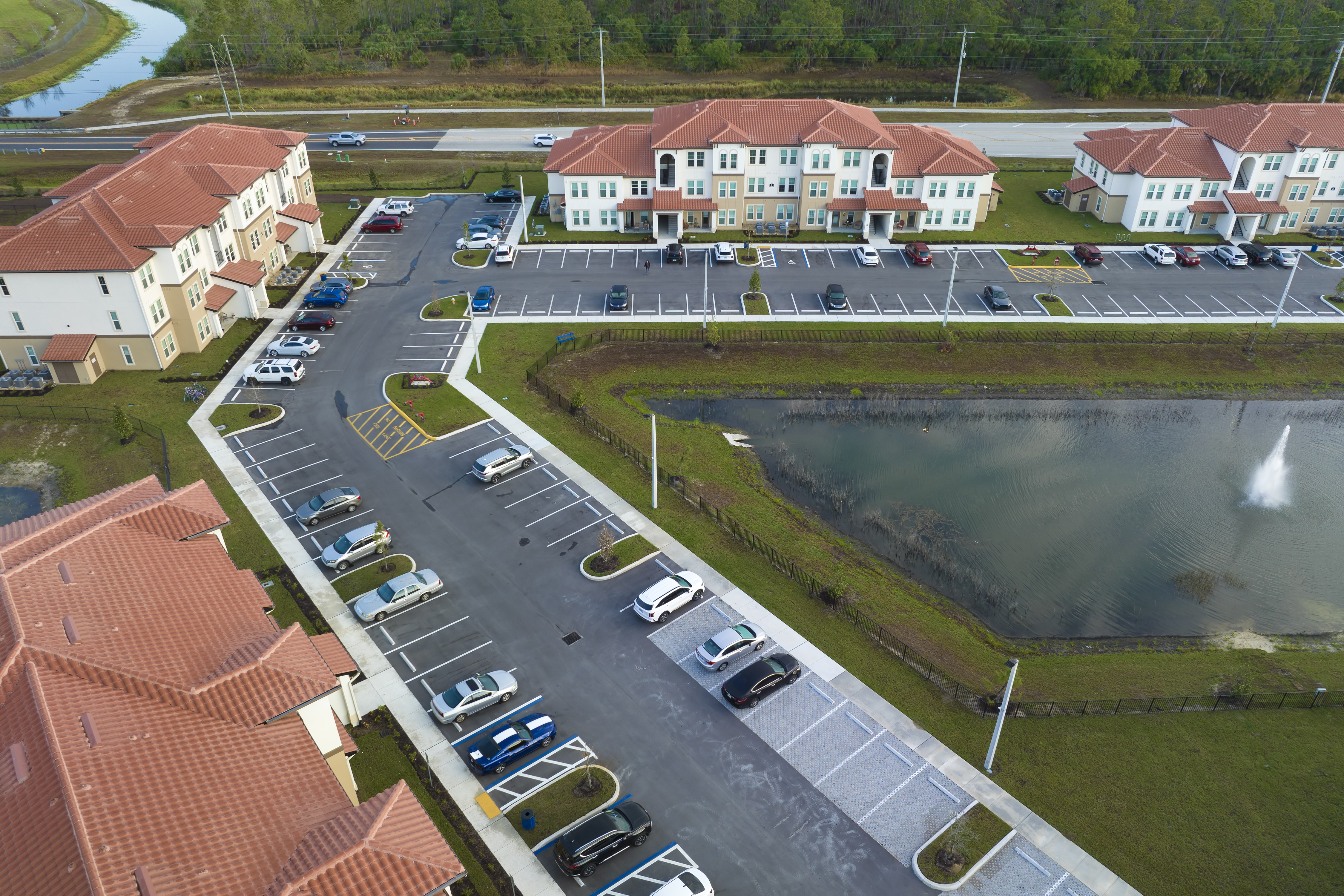 Top view of new apartment condos